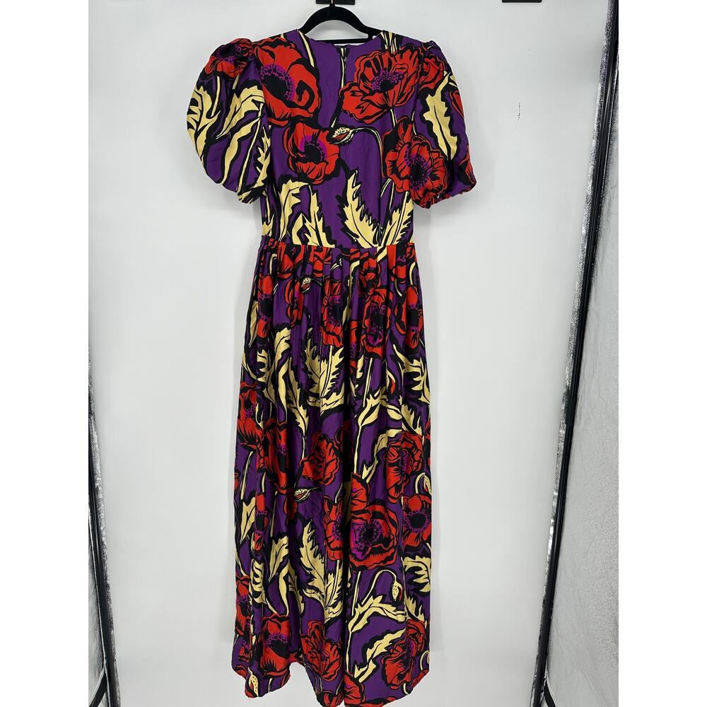 LA DoubleJ Purple Maxi Dress with Red Floral Print and Yellow Leaves - Picture 5 of 8